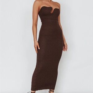 Chic Strapless Brown Dress